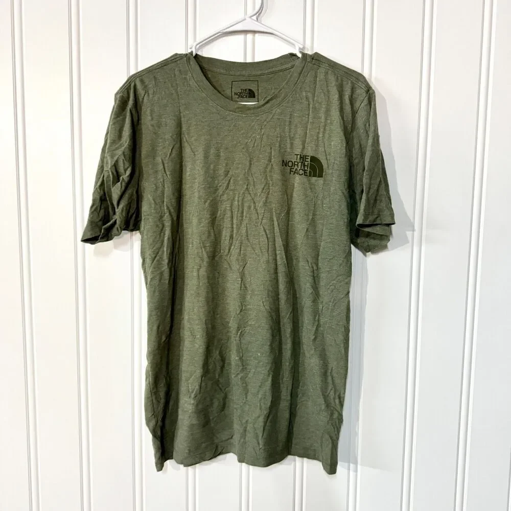 THE NORTH FACE‎ Shirt Mens Size Small Green Short Sleeve Cotton Camping Graphic